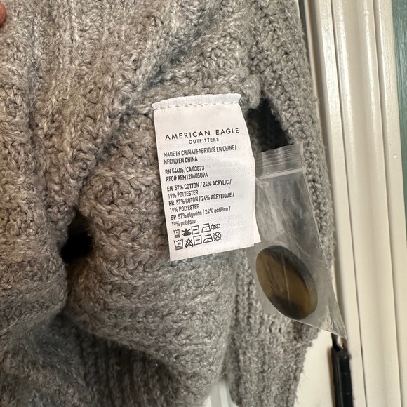American Eagle Oversized Soft Button Front Cardigan - Gray - Picture 7 of 8